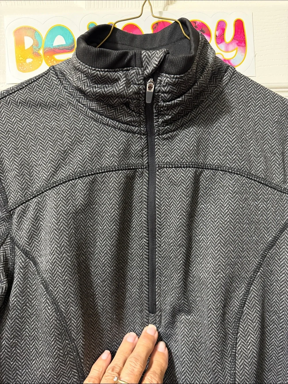 Athletic Works Black and Gray Zip-Up Half Collar Sweater